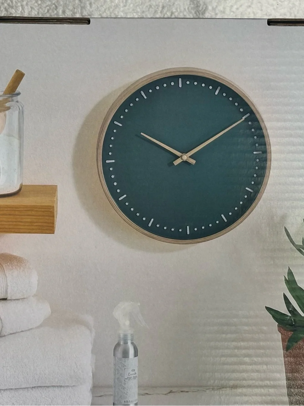 Better Homes And Gardens Sage Green Wall Clock with Light Wood Rim